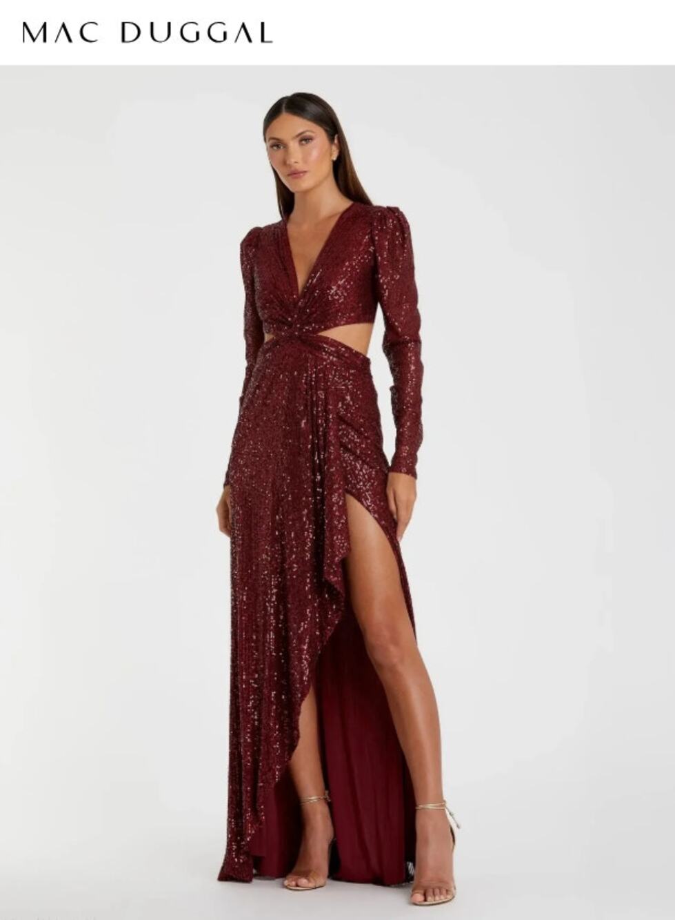 Bordeaux After Dark 🍷 Mac Duggal Sequin Cutout Backless Gown NWT Size 2